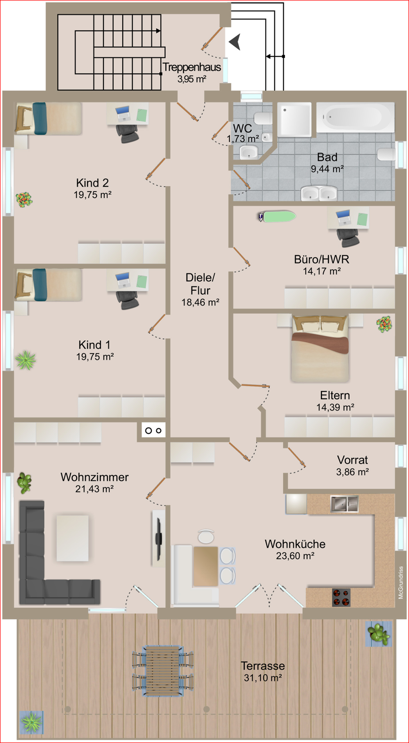 RX1388 Grundriss Erdgeschosswohnung Marktoberdorf
