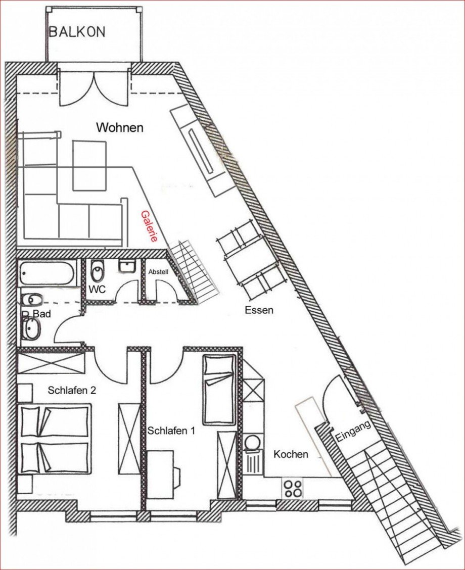 Grundriss Dachgeschosswohnung Oy-Mittelberg