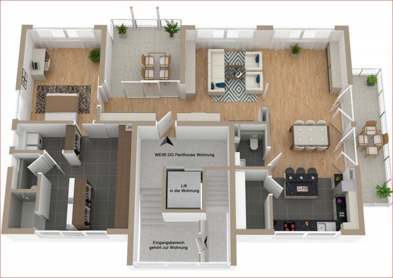 Grundriss Dachgeschoss Nesselwang - Ostallg�u Etagenwohnung WHG 6/7Exklusive Penthouse-Wohnung! TOP Ausstattung! Top Energiewert KFW40EE
