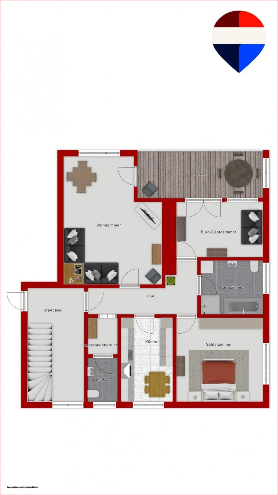 Grundriss-1 Obergeschoss Etagenwohnung Pfronten