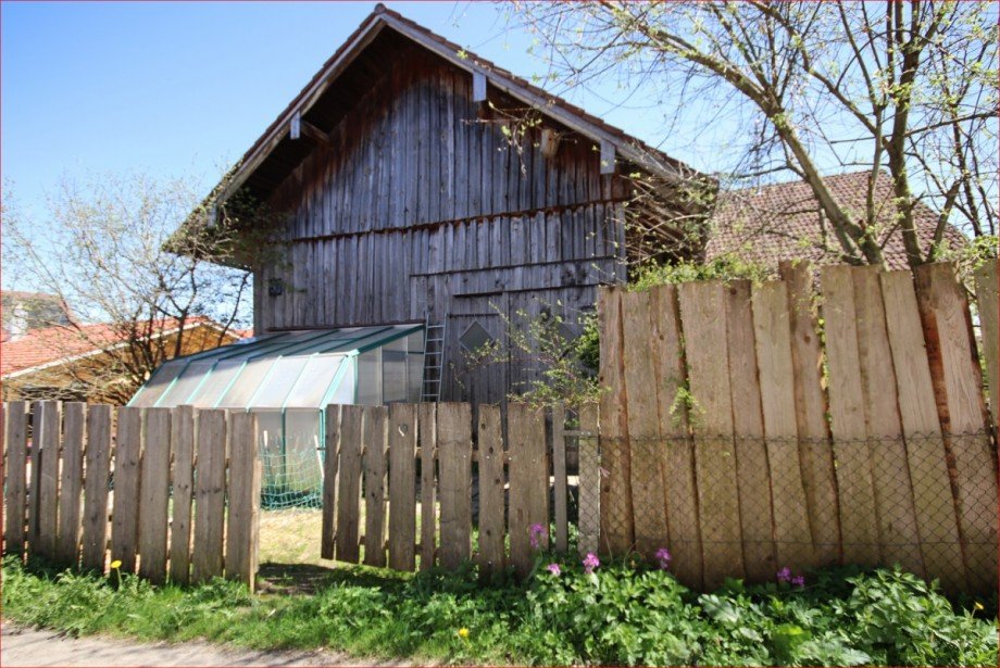 Ansicht Stadel mit Gew�chshaus Bauernhaus Bidingen